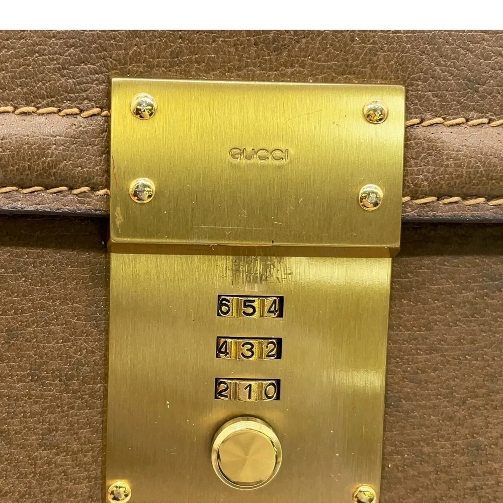Gucci Brown Leather Briefcase with Gold Hardware